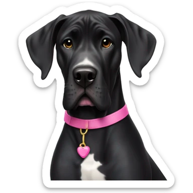 All black Great Dane with pink collar  sticker