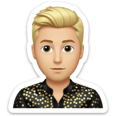 Lance Bass from 'N Sync with blonde hair, black sequin outfit, light skin sticker