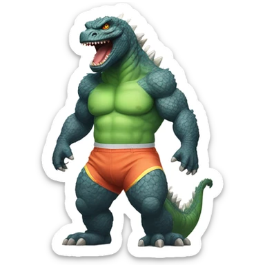 Godzilla with shorts  sticker