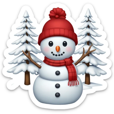 Cute snowman full body with snow sticker