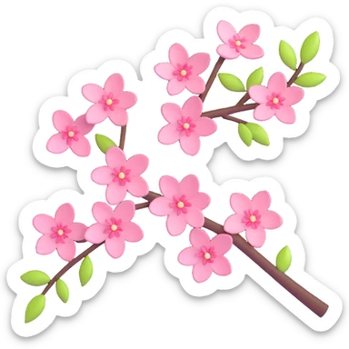 cherry blossom branch, high gloss, soft shadows, realistic and vibrant, minimalistic background sticker