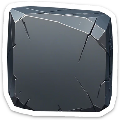 Cinematic Realistic Iron Ore, Strong and solid, with a dark, heavy surface marked by sharp angles and a faint metallic sheen. The deep gray color radiates durability and strength, while soft reflections show off the rugged texture. Soft glowing outline, capturing the essence of resilience and rugged strength in raw iron ore. sticker