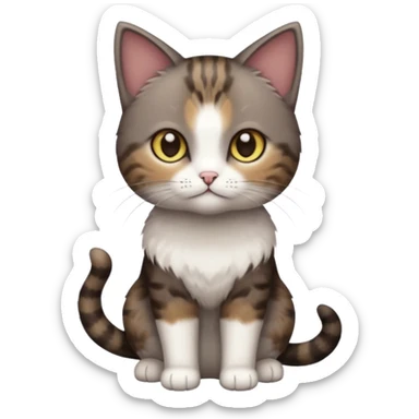 full body small short hair dark brown and white cat with hazel eyes sticker
