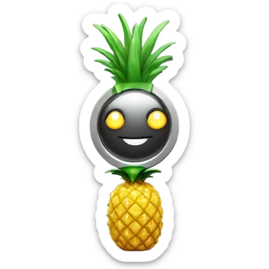 3D elegant pineapple🍍  with big shiny eyes 👀 pineapple holds mirror with its reflection 🪞🍍 sticker