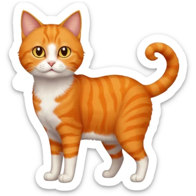 full body orange domestic shorthair slim cat with yellow/orange eyes  sticker