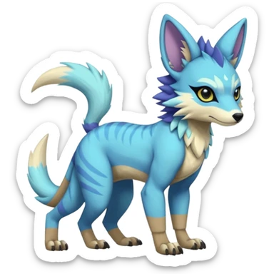 Edgy shiny exotic colorful smooth soft pastel modern anthro furry vernid-trico-Protogen-Primagen-WereGarurumon-hybrid by Falvie, LiLaiRa, AngieWolf sticker