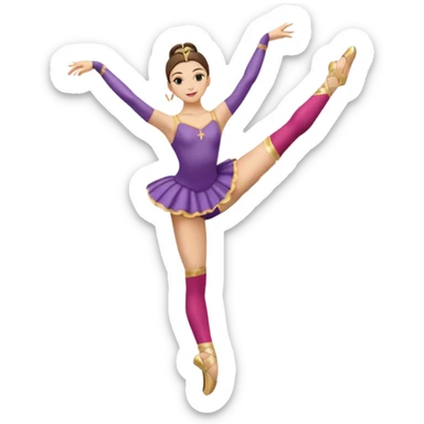 Una chica con vestuario de bailarina con las piernas flexionadas, el dedo índice en la boca, el tren superior inclinado hacia la izquierda y con la cadera proyectada hacia la izquierda sticker