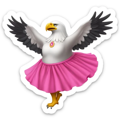Fat eagle with a pink skirt dancing like a ballerina sticker