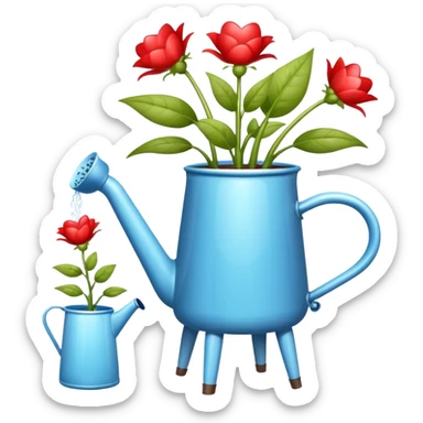 i want a watering jug with legs watering 3 plans in increasing height with hearts in the flowers sticker