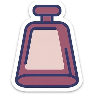 maroon cowbell, flat illustration, minimal details sticker