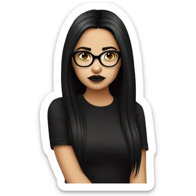 Sad+latina+goth-girl-black-hair-with-glasses-black-tshirt sticker