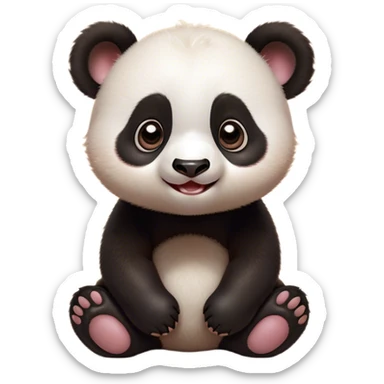 Cinematic Comical Baby Panda Portrait Emoji, Head tilted dramatically with an exaggeratedly amused expression, featuring a quirky, fluffy black and white Fur with wide, expressive eyes filled with playful disbelief, Simplified yet hilariously expressive features, highly detailed, glowing with a slightly sassy glow, high shine, dramatic yet playful, stylized with an air of cheeky mischief, bright and endearing, soft glowing outline, capturing the essence of a spirited and over-the-top baby panda, so meme-worthy it feels like it could roll its eyes into internet fame instantly! sticker