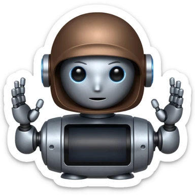 I want atom from reel steel that has gray body with black screen and blue eyes  form the screen and a brown top a  robot his face is the screen  sticker