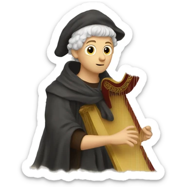 Petrarch playing the harp sticker