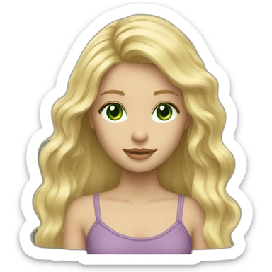 Blonde Long hair girl green eyes sticker