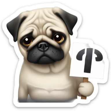 Sad pug holding a Harris Walz sign sadly sticker