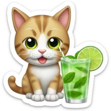 cat drinks mojito sticker