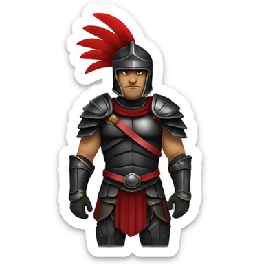 Fantasy spartan warrior male wearing detailed black armor with a red plumed helmet
 sticker