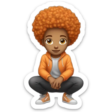Light skin afro Orangehair squatting sticker