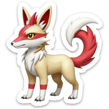 WereGarurumon-Linoone-Meloetta-Renamon-Zangoose-fusion-hybrid-creature (full body) sticker