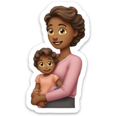 Une maman fait un câlin à sa fille sticker