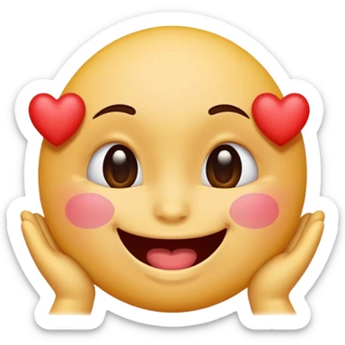 A single emoji that's feeling extreme happiness. Blushing and feeling in love. Grinning and smiling and making a kissy face. Something sweet and perfect to send to someone you love. Not a familiar love something deep and profound. Something unique. sticker