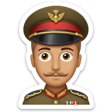Ottoman soldier in World War 1 uniform, simple, expressive face sticker