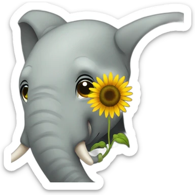 Elephant holding a sunflower with its trunk sticker