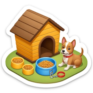 Goals:
1) Isometric style
2) Emoji style
3) Physically realistic
4) Avoid anything that could be considered offensive, even 2%

---
Now generate an image to represent a list to buy items for a new dog. sticker