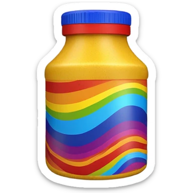 A rainbow mustard container with rainbow mustard pouring out of it sticker