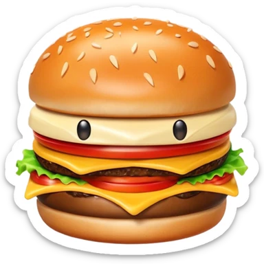 3D emoji of a bitten burger, first bite achievement, cute and modern, soft lighting, glossy, isolated, no background, mobile app icon
 sticker