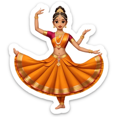 cinematic-realistic-bharatanatyam-dance-emoji,-depicted-as-an-elegant-classical-indian-dance-performance-with-graceful-poses,-intricate-costumes,-and-expressive-hand-gestures,-rendered-with-rich-textures-and-warm-dramatic-lighting, single dancer full body  sticker