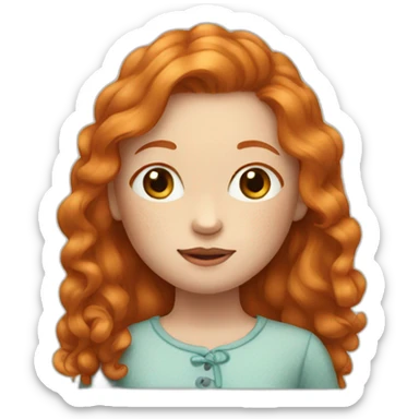 Ginger girl with birthmark sticker