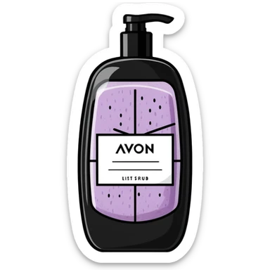 AVON shower gel, body scrub, and loofah sticker