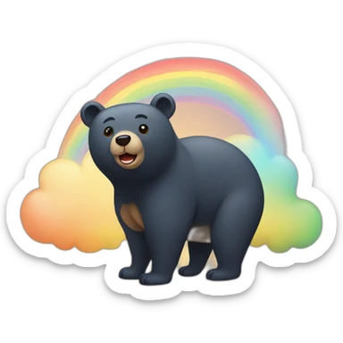 Bear with rainbow tummy sticker