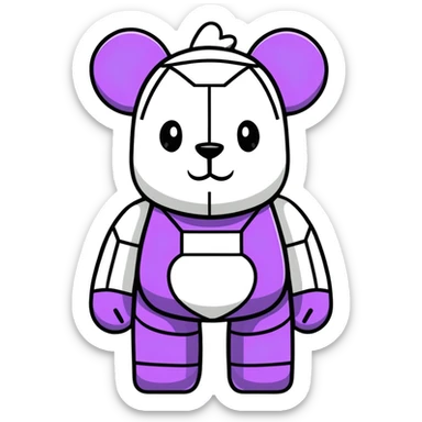 cute bearbrick toy figure with geometric patterns sticker