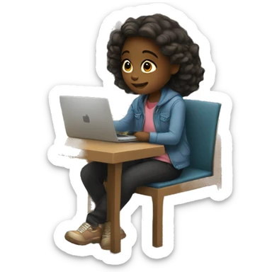 A girl sitting in a library sticker