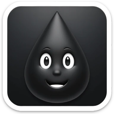 Minimal emoji, gothic teardrop sculpted from solid black metal, smooth reflective surface, heavy symbolic form, no glow, no neon, flat emoji style, centered, transparent background sticker