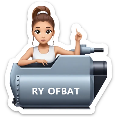 Ariana grande with "ryu offbeat" written on toptank sticker