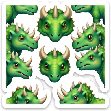 faces of different green triceratops sticker