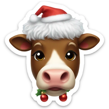 christmas fluffy cow sticker