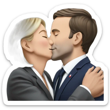 macron kiss lepen sticker