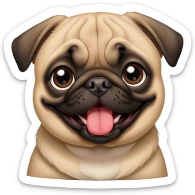 Cute pug with tongue slightly stuck out sticker