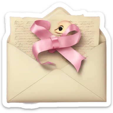 vintage love letters in envelope tied with a baby pink ribbon  sticker