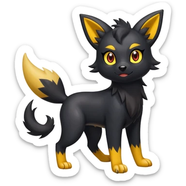 Cute Shiny Houndour-Zorua-Litten-Umbreon-Fakémon-hybrid-creature (full body)  sticker