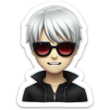 Ghoul ken kaneki from tokyo ghoul with black sunglasses sticker