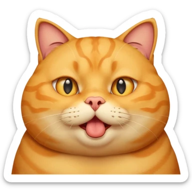 fat yellow confused cat open mouth and question mark signs on his head sticker