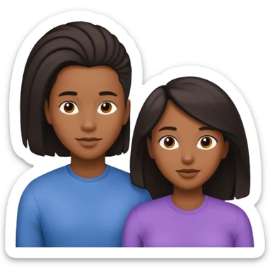 Black lesbian couple with one masculine with short hair and one feminine with long hair  sticker