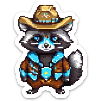 raccoon wearing a cowboy hat sticker