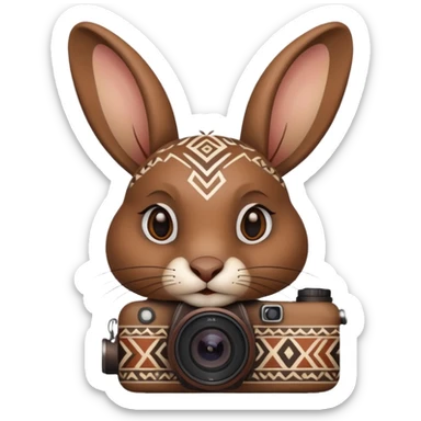 rabit, tribal ethnic ancient rabit with camera sticker